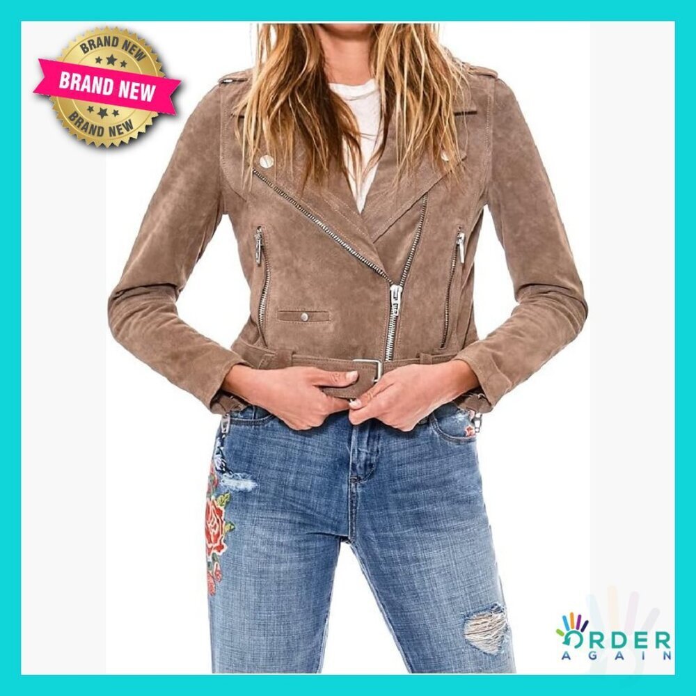Suede Cropped Motorcycle Jacket Fitted Aviator Style Chic Minimal Luxury